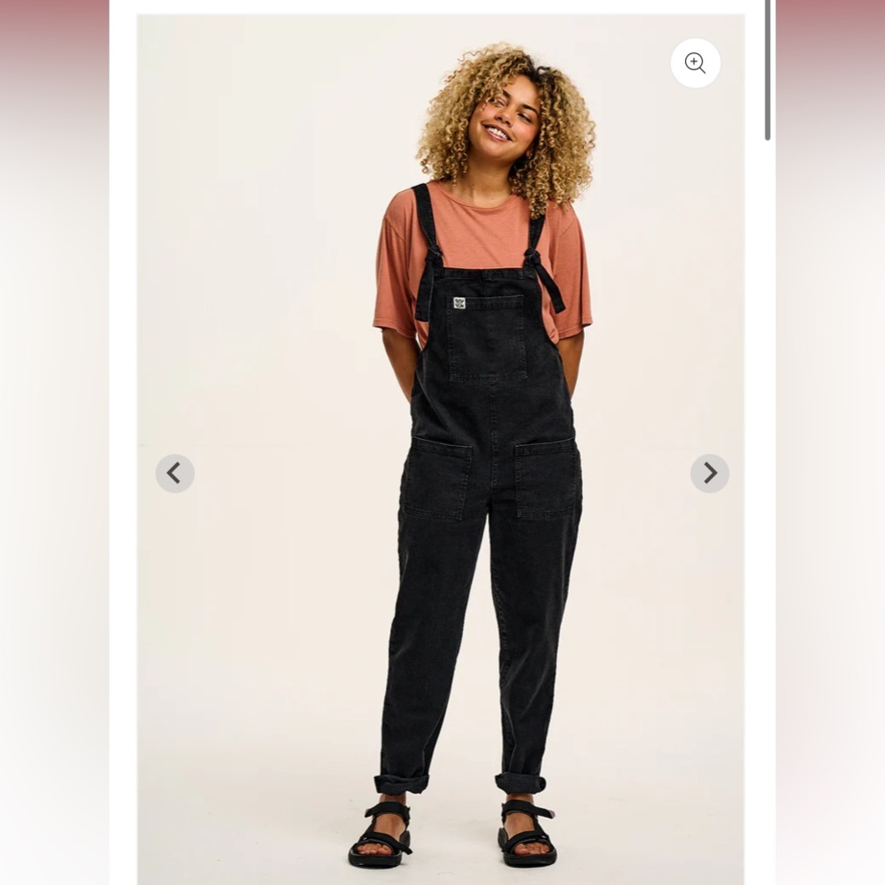 LUCY & YAK Original Organic Cotton Denim Dungarees Overalls in Washed Black US 6